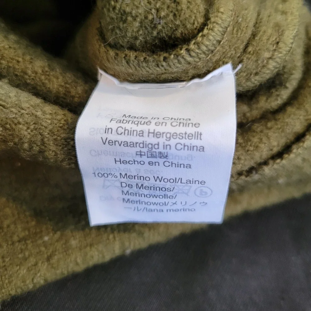 Wallace & Barnes Mens Olive Green Wool Side Zip Military Sweater Small Talon